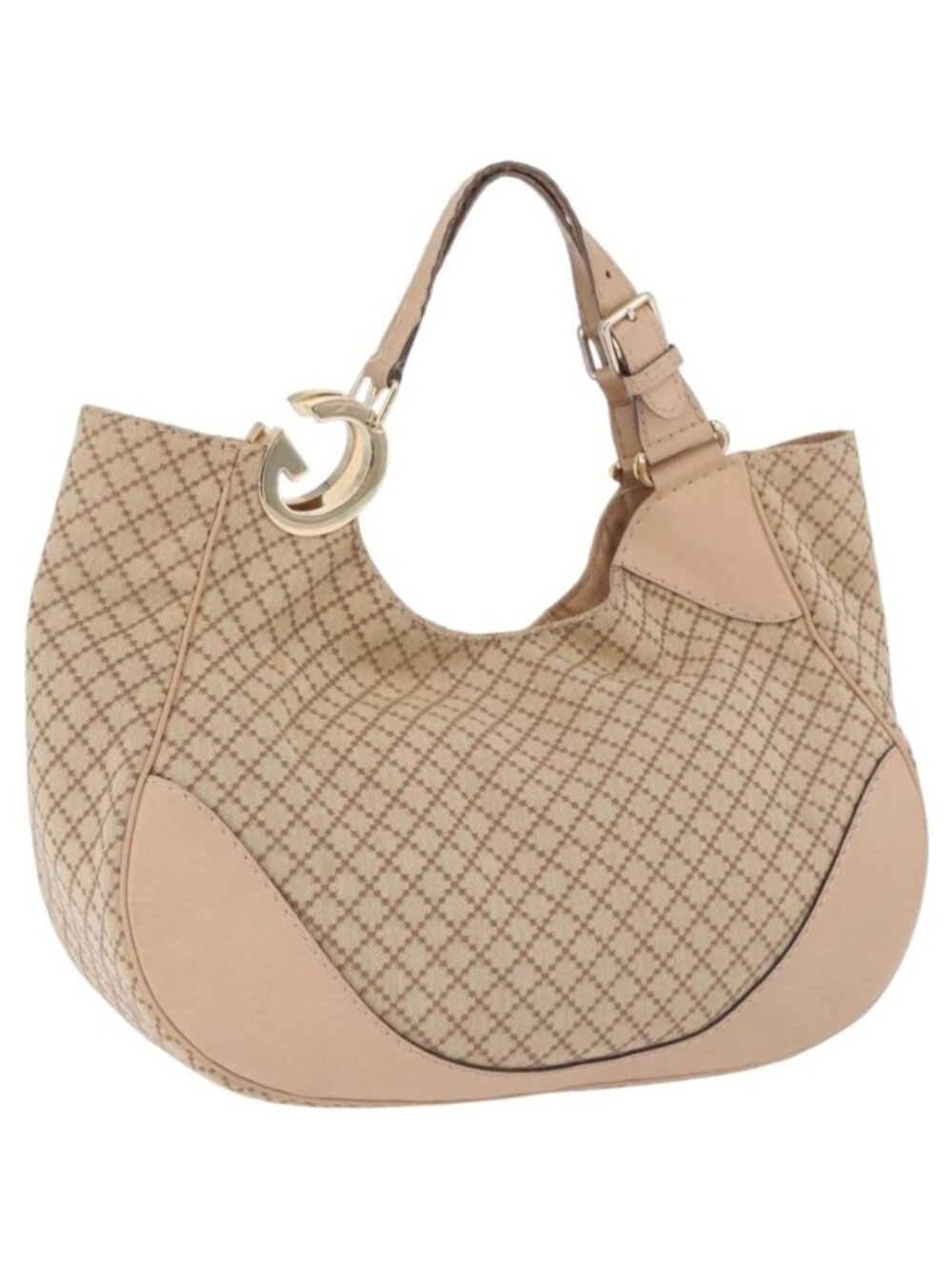 GUCCI GG Canvas Diamante Charlotte Shoulder Bag Beige Gold 203504